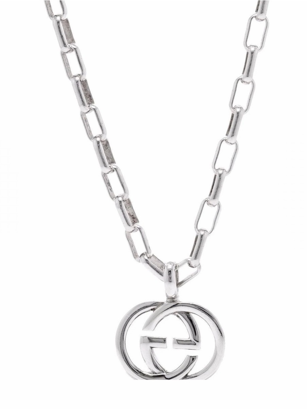 New in Box Gucci GG Interlocking Pendant Sterling Necklace
